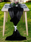 MDS 25 Pack 10ft Chiffon Table Runner 29 x 120 Inches Sheer Wedding Runner Romantic Rustic Table Runner for Wedding Decorations, Birthday Parties, Bridal Shower Party Arch Decor - Black
