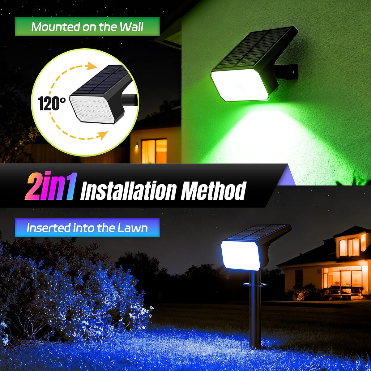 Halloween Solar Spot Lights Outdoor Waterproof, 10 Pack, 28 LED RGB