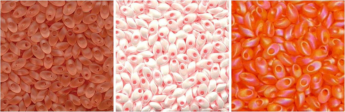 110g Grams Long Magatama Bead Mix, Miyuki Orange, Salmon, Gold, Rose, Peach, ...