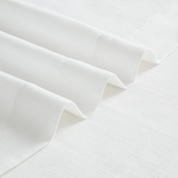 Vision Home White Pinch Pleated Semi Sheer Curtains Textured Light Filtering Window Curtains 120 inch for Living Room Bedroom Patio Rayon Blended Pinch Pleat Drapes with Hooks 1 Panel 10ft 80"Wx120"L