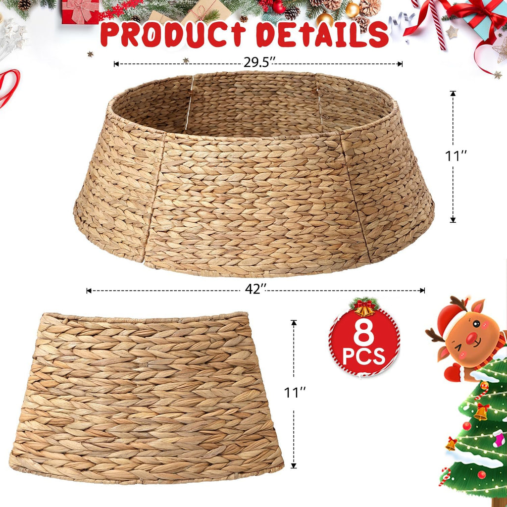 8-piece rattan christmas tree collar - 42" rustic, package contents