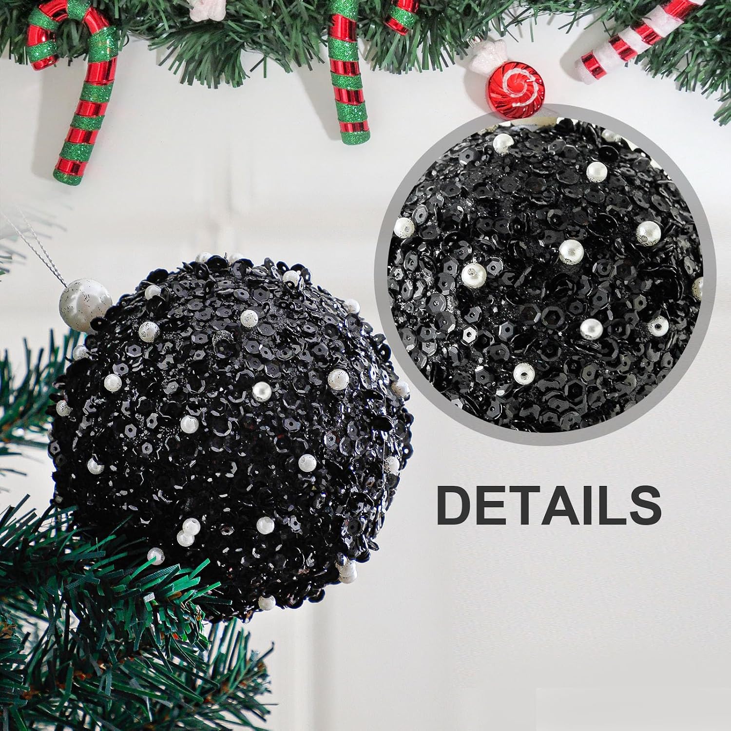 4.25" Christmas Ball Ornaments, 4pc Set Shatterproof Christmas Decorations Tree Balls for Xmas Trees Wedding Party Decoration (Black)…