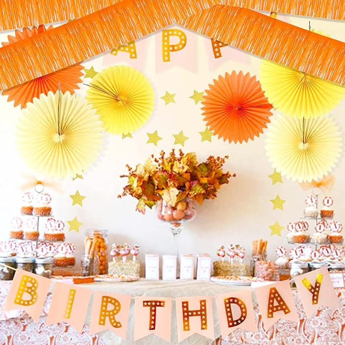 6 Pack 10 Feet Foil Fringe Garland Metallic Tinsel Streamers Banner Wall Hanging Backdrop Banner for Parade Floats, Thanksgiving, Christmas, Birthday, Halloween Party Decorations(Macaron Orange)