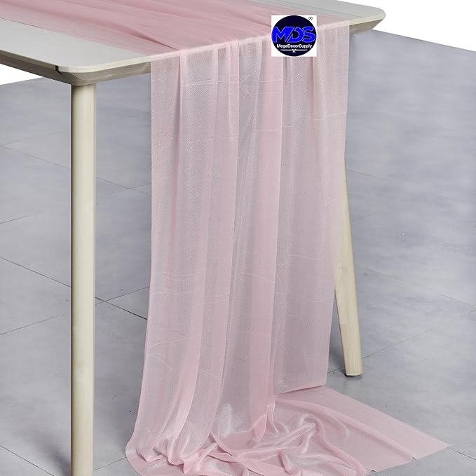 MDS 2 Pack 10ft Chiffon Table Runner 29 x 120 Inches Sheer Wedding Runner Romantic Rustic Table Runner for Wedding Decorations, Birthday Parties, Bridal Shower Party Arch Decor - Blush Pink