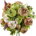 fiveseasonstuff rustic brown, beige & green artificial peony, main product view