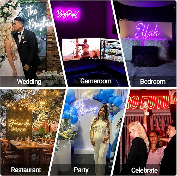 Custom Neon Signs, Large Custom Led Neon Name Sign for Room Decor, Personalized Large Led Name Light Sign - Neon Sign Customizable for Wedding Birthday Party Bar Shop, Custom Logo Neon Sign