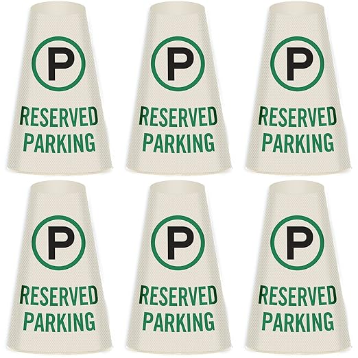 SmartSign 6-Pack 'Reserved Parking' Reflective Cone Message Sleeve Collar with Symbol, 360-Degree Visibility, Vinyl Signs for Traffic Safety Cones, 3-Side Print [Cone Not Included]