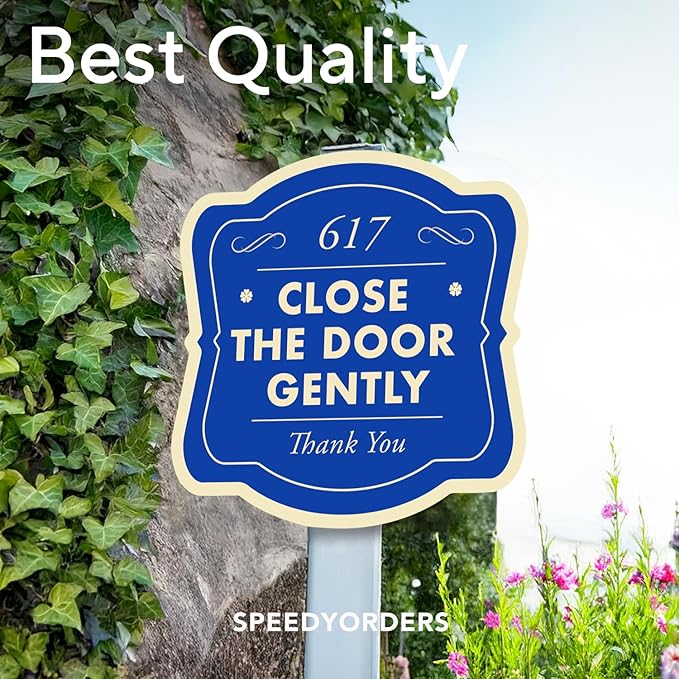Custom Decorative Outdoor Metal Sign - Personalized Aluminum Driveway Sign, Waterproof, Made In USA - Design 3 Blue Steel 24x24 In