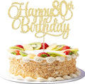 1 Pack Happy 80th Birthday Cake Topper Gold Glitter Number 80 Eighty Years Old Birthday Cake Pick Decoration For 80th Birthday Celebrating Anniversary Party Supplies