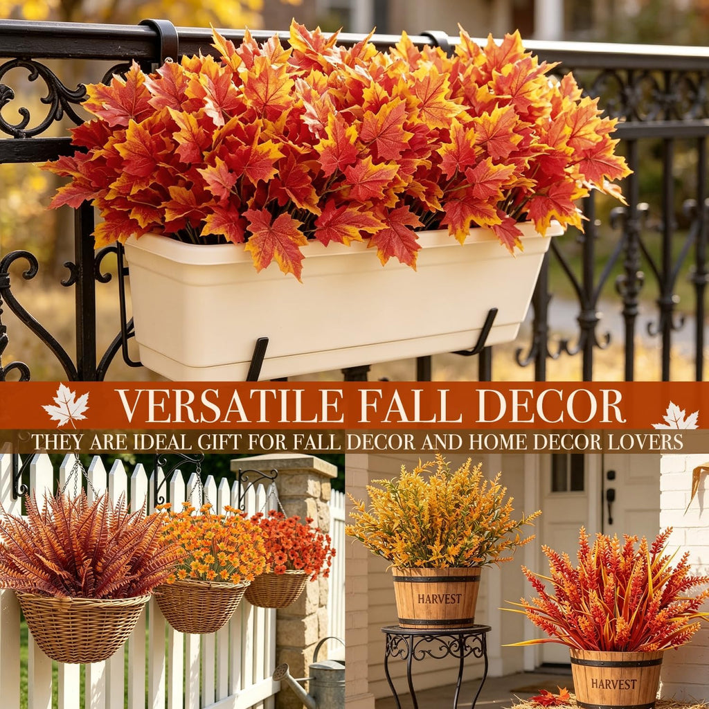 24 bundles 6 styles artificial fall flowers plants, package contents