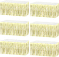 6 Pack 29x108 Inch Metallic Foil Fringe Tinsel Table Skirts Banner for Rectangle Tables Streamer Garland Backdrop for Wedding, Birthday, Parade Floats, Valentine's Day Party Decoration(Light Gold)