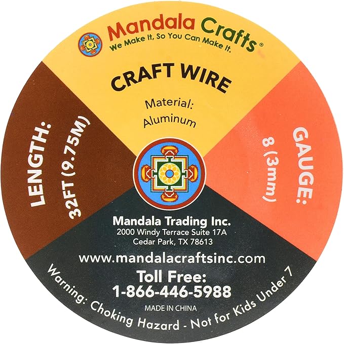 Mandala Crafts 8 Gauge Anodized Aluminum Craft Wire for Jewelry Making - 32 FT Colored Flexible Brown Wire - Bendable for Bonsai Armature Crafting Sculpting