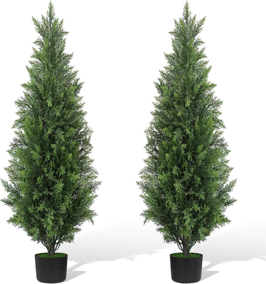 chillchard 2pack 4ft artificial cedar tree, uv resistant, main product view