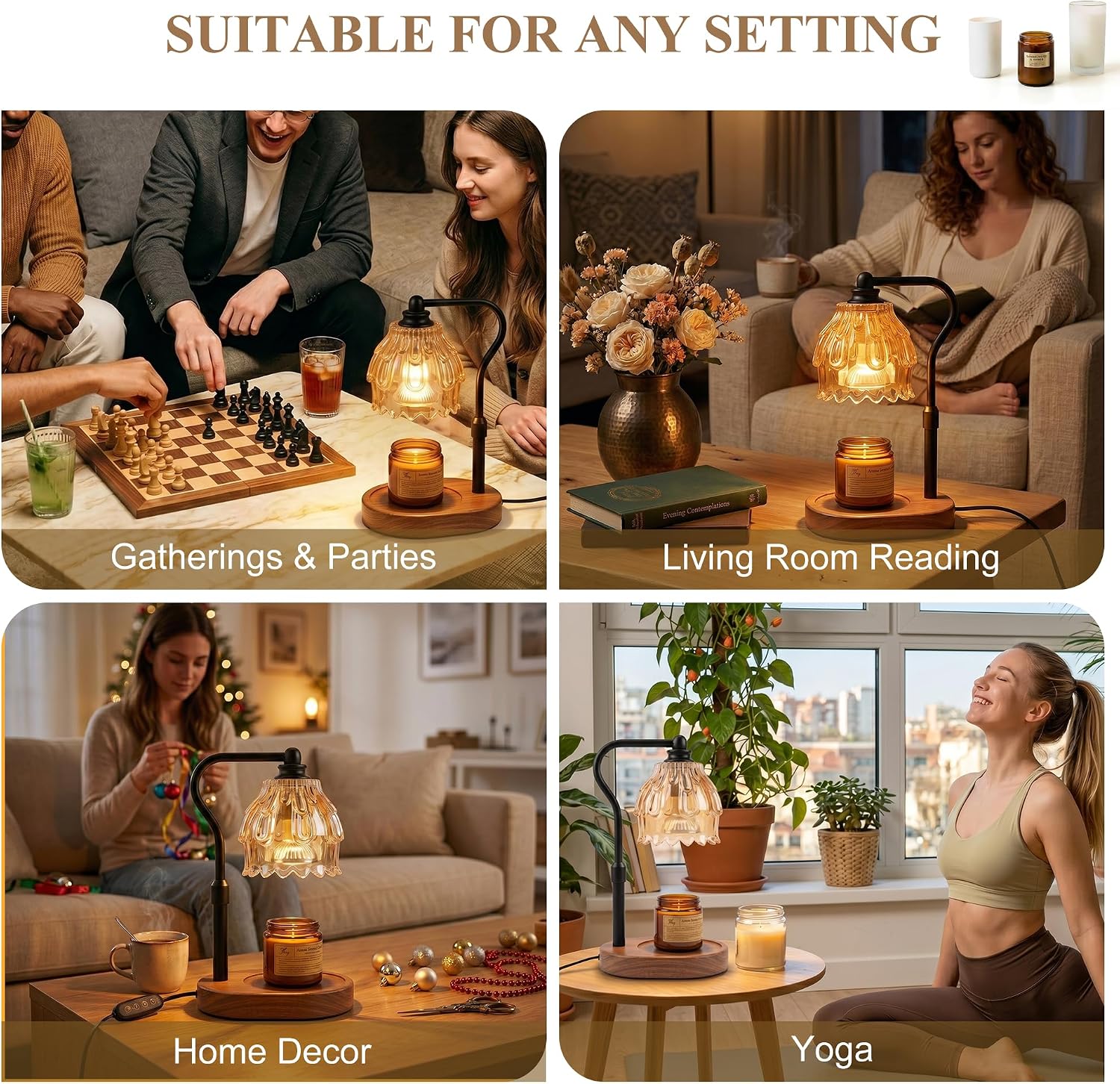 Candle Warmer Lamp with Timer and Wireless Remote Control, Dimmable Candle Warmer for Jar Candles, Height Adjustable Wax Melts Warmer, Mothers Day Birthday Gift for Women, House Warming New Home Decor
