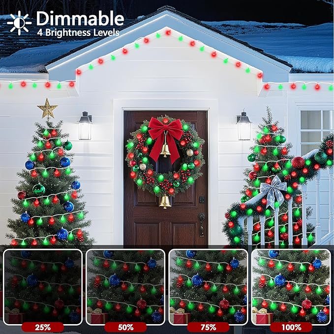 43FT 100LED Connectable Christmas String Lights Indoor Outdoor - Red and Green Fairy Lights Plug in with Remote & 8 Modes, Globe Twinkle Light for Christmas Decorations Bedroom Room Tree Party