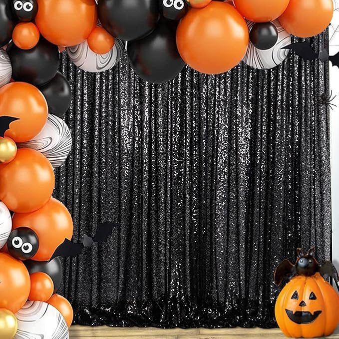 ShinyBeauty 10x10FT Black Sequin Backdrop | Photography & Wedding Background | Glitter Photo Booth Backdrop | Perfect for Baby Birthday Parties & Events | Durable & Elegant Curtain