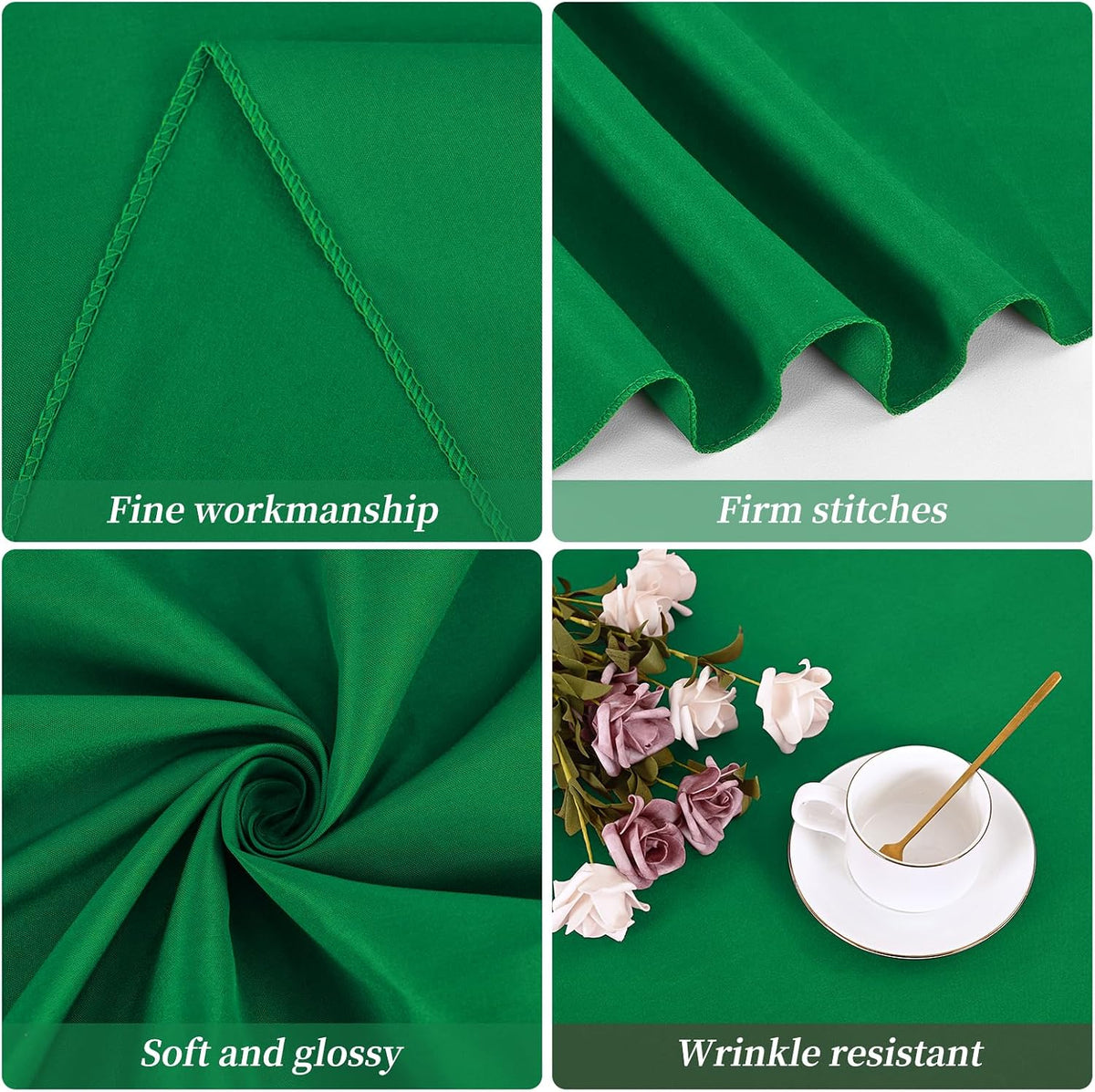 12 packs 120 inch green round polyester tablecloths showing dimensions