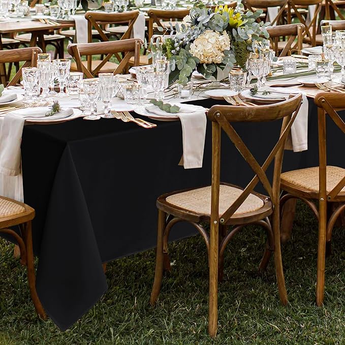 Fitable 10 Pack Rectangle Tablecloths: Stain Resistant Wrinkle Free Fabric Table Clothes, Washable Reusable Polyester Table Covers for Wedding Party Birthday Banquet Reception(Black, 70x120 Inch)