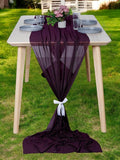 MDS Halloween Chiffon Table Runner - 12 Pack, 29 x 170 Inches, 14ft Each - Sheer Spooky Table Runners for Haunted House Parties, Trick-or-Treat Tables, Witchy Décor, Wedding & Events - Eggplant