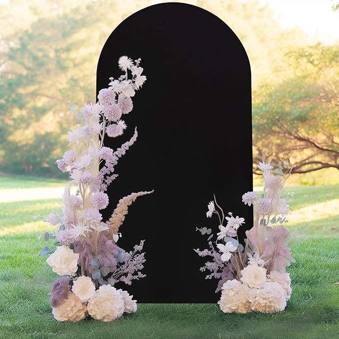 6FT Black Arch Backdrop Cover - Polyester Fitted Wedding Arch Stand Covers Round Top Chiara Arch Backdrop Cover for Birthday Party Banquet Photo Background Decoration