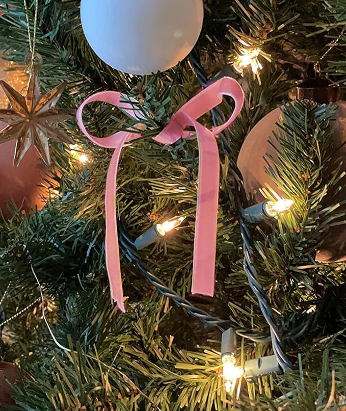 Pink Velvet Ribbon 1'' 25 Yards for Christmas Tree, Gift Wrapping, Flower Bouquet, Wreath Decorations, Bow Making