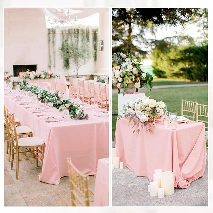 12 Pack Polyester Tablecloth 60 x 126 Inch Pink Tablecloth for 8 Ft Rectangle Tables,Stain and Wrinkle Resistant Washable Fabric Table Covers Polyester Table Clothes for Wedding Parties Banque