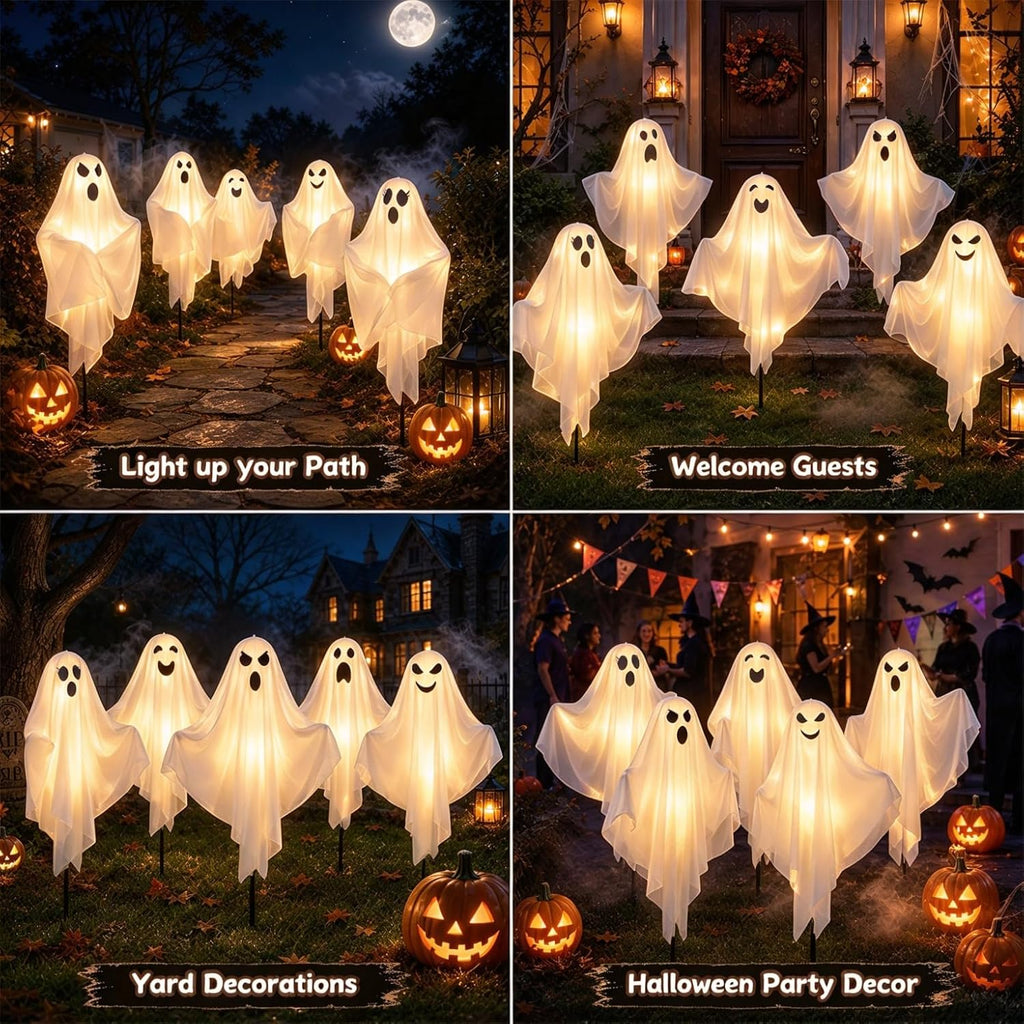 halloween decorations outdoor - solar ghost light for, front angle view