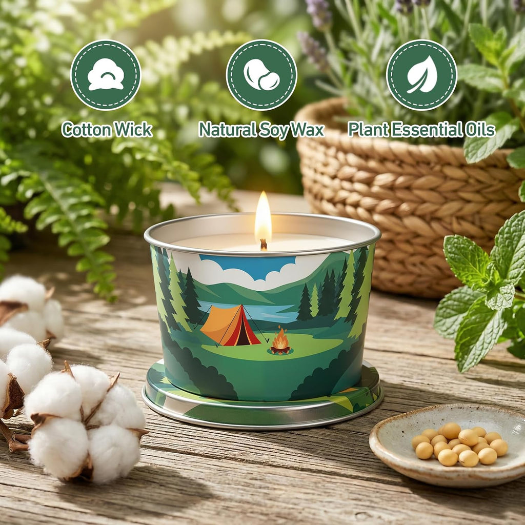 Citronella Candle for Outdoor 3 Pack, 2.2oz Mini Citronella Scented Candles for Outdoor Camping, Natural Soy Wax with Essential Oils, Portable Tin for Patio Backyard Hiking