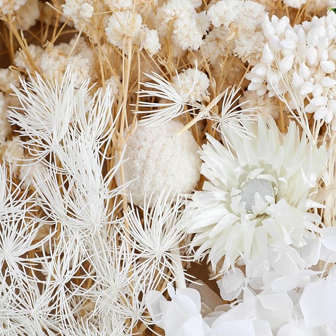 Dried Flowers,Dried Flowers Set for DIY Scrapbook Accessories Flower Arrangements Flower Decoration Wedding Decoration(White)