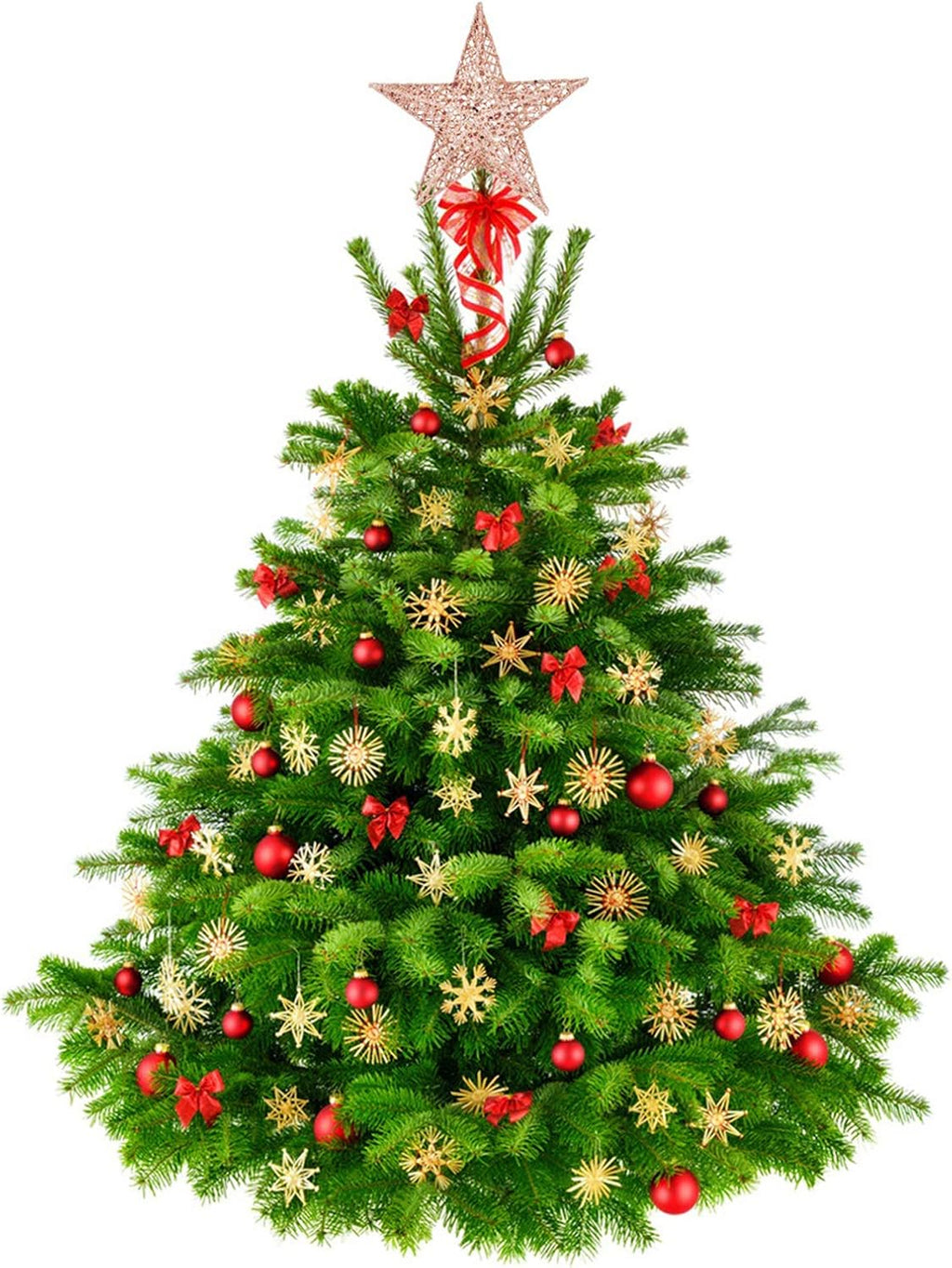 BinaryABC Christmas Tree Topper Star,Glittering Christmas Tree Decoration Ornaments,20cm (Rose Gold)
