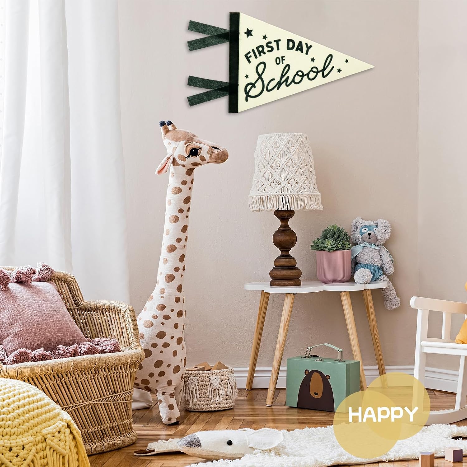 Baby Boy Nursery Decor, First Day of School Banner Sign for Kids Boys Room Decor Flags, Wall Penants Preppy Navy Blue Wall Hanging Decor for Kids Toddler Boys Nursery Bedroom Room Playroom