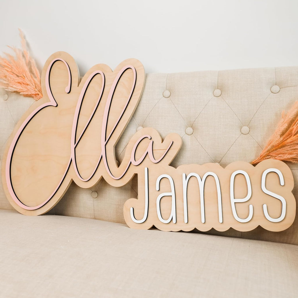 Wooden Name Signs for Nursery, Baby Name Sign, Name Signs for Kids Room, Custom Plaque, Nursery Wall Art, (Walker Wesley)
