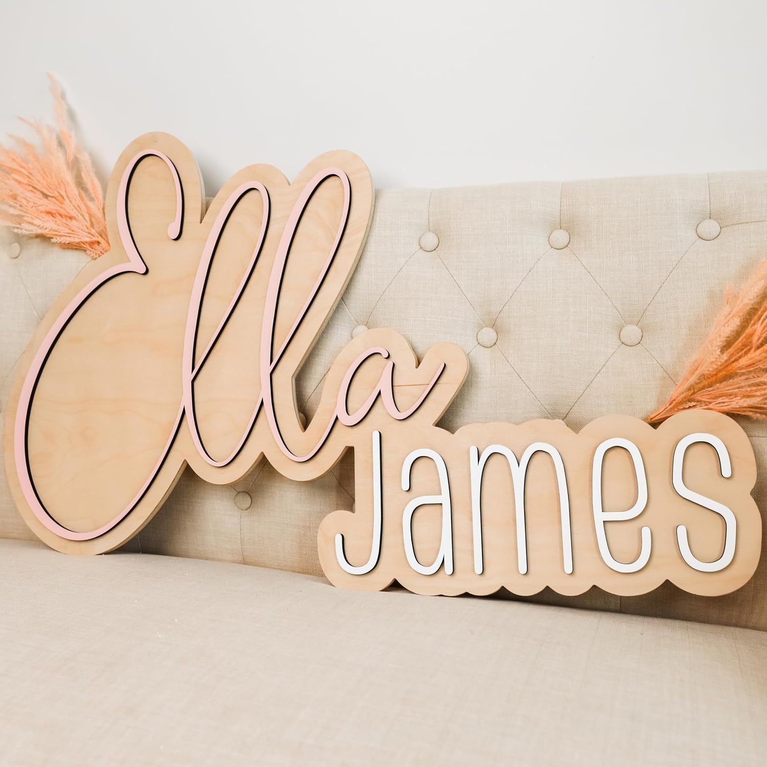 Wooden Name Signs for Nursery, Baby Name Sign, Name Signs for Kids Room, Custom Plaque, Nursery Wall Art, (Walker Wesley)