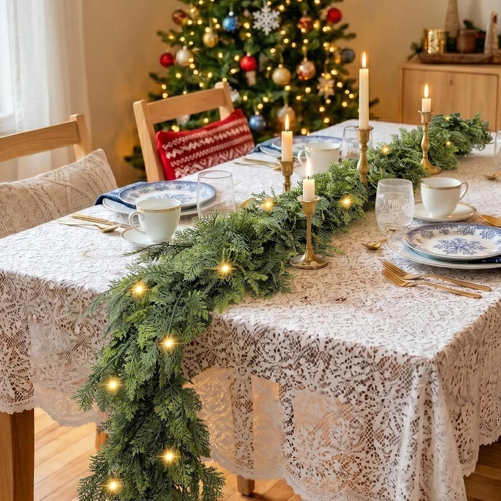 pre-lit christmas garland 9ft decorations real touch cedar, view 9
