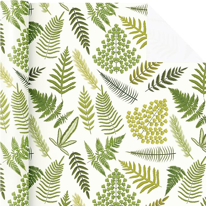 WRAPAHOLIC Fern Wrapping Paper Roll - Mini Roll - 17 Inch x 9.8 Feet - Woodland Fern Botanical Wrapping Paper Perfect for Birthday, Wedding, Baby Shower