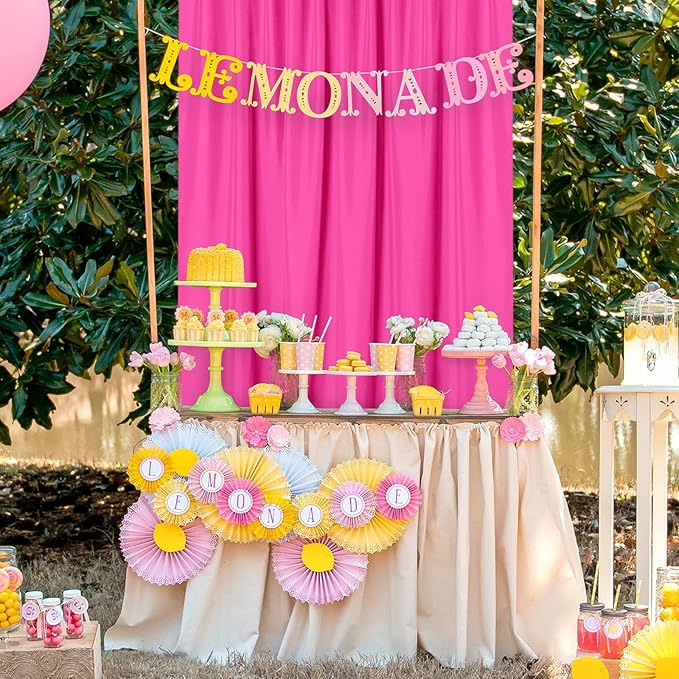 DWCN 10x8 FT Fuchsia Backdrop Curtains for Parties, Photography Backdrop Drapes with Rod Pockets for Wedding Decorations Stage Birthday Family Gatherings, 2 Panels 5ft x 8ft