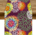 Brown Dahlia Flower Table Runner, Linen Geometric Pattern Floral Table Decor Spring Farmhouse Decorations for Kitchen Dining Holiday Party Decor, 13x36 Inch
