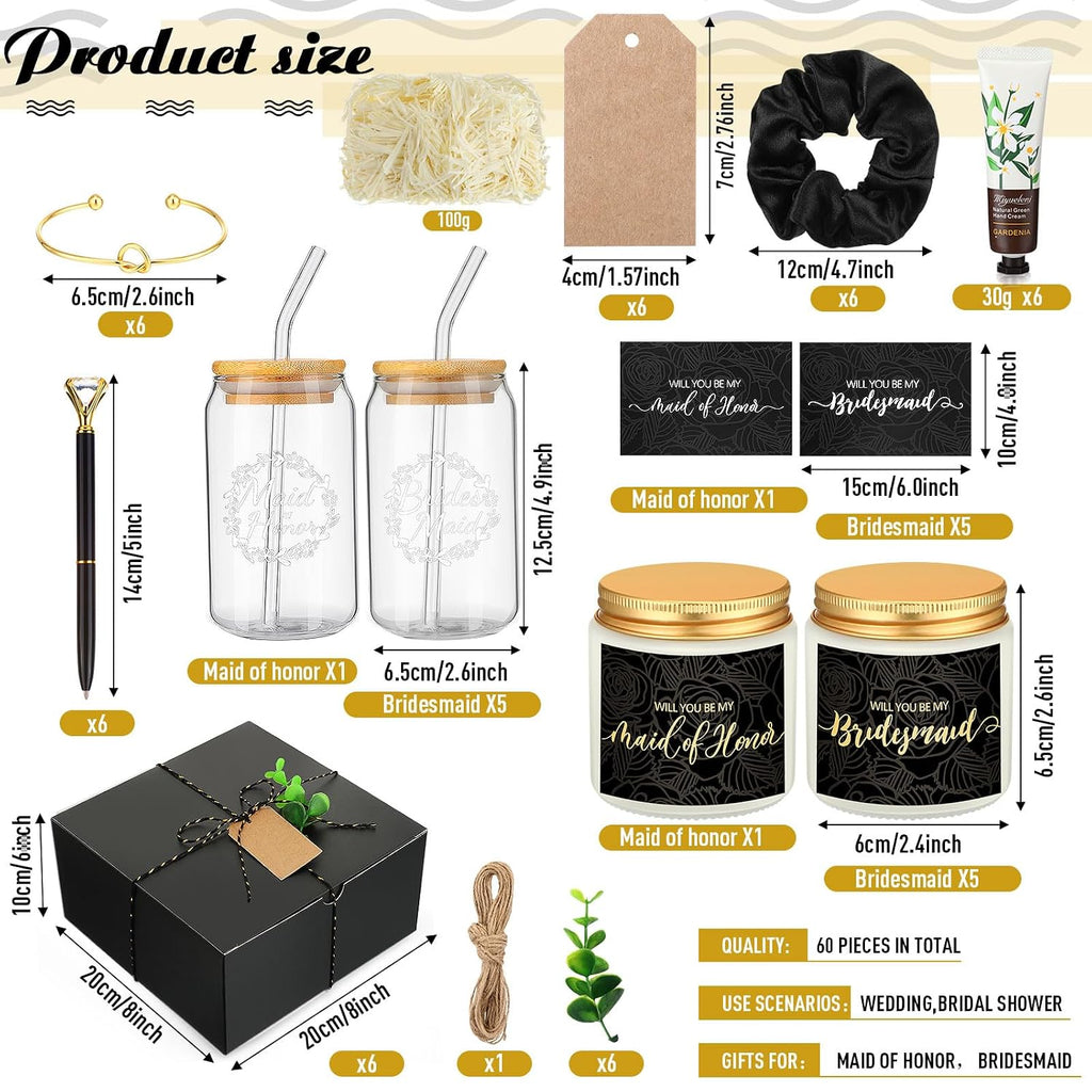 teenyyou 60 pcs bridesmaid proposal gift set with, close-up detail