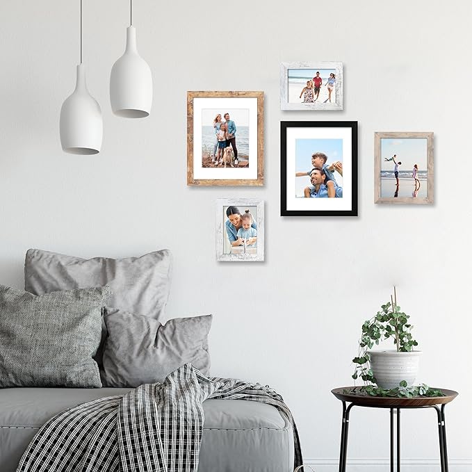 4x6 Picture Frame Set of 4 with High Definition Real Glass, Mixed Color Wood Photo Frames for Desktop Display and Wall Mounting