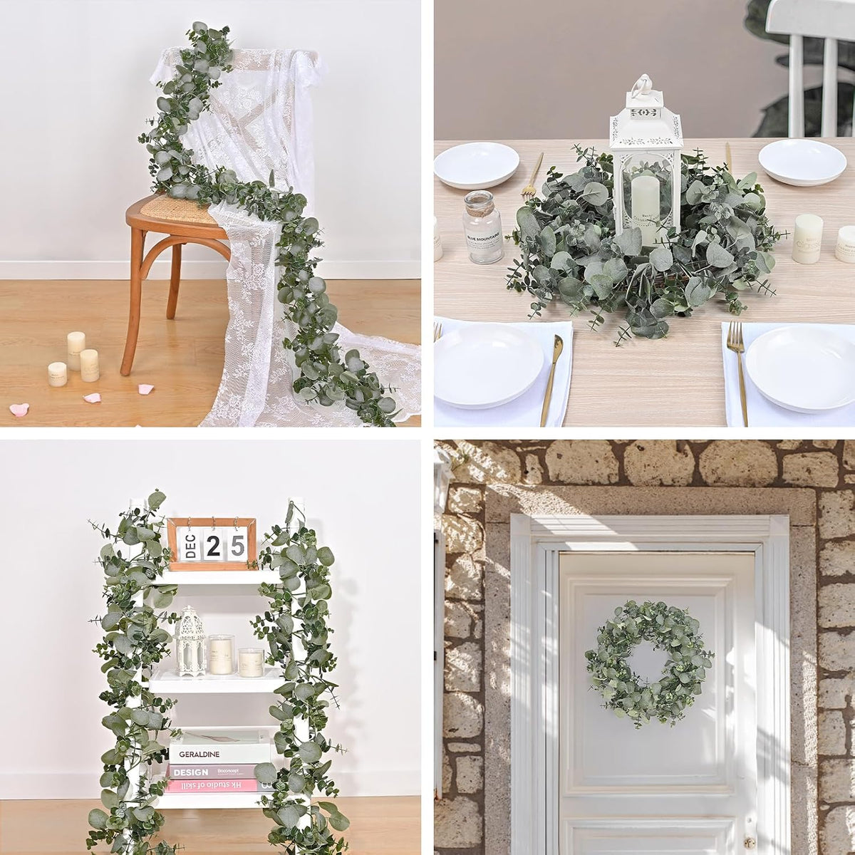 dolicer 6 packs 6ft artificial eucalyptus garland faux on a desk or shelf