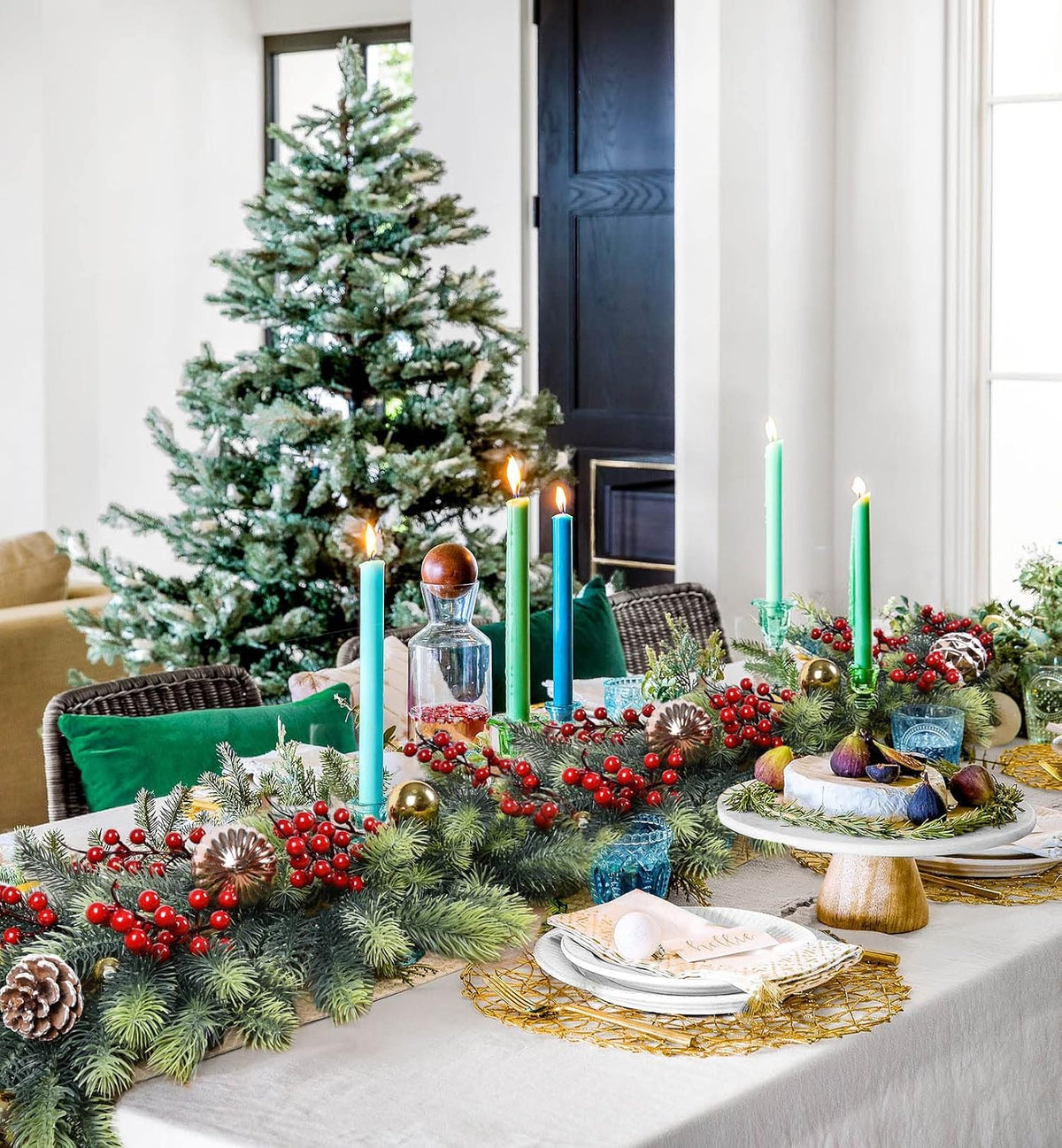 6 feet artificial christmas pine garland clearance, winter, side view