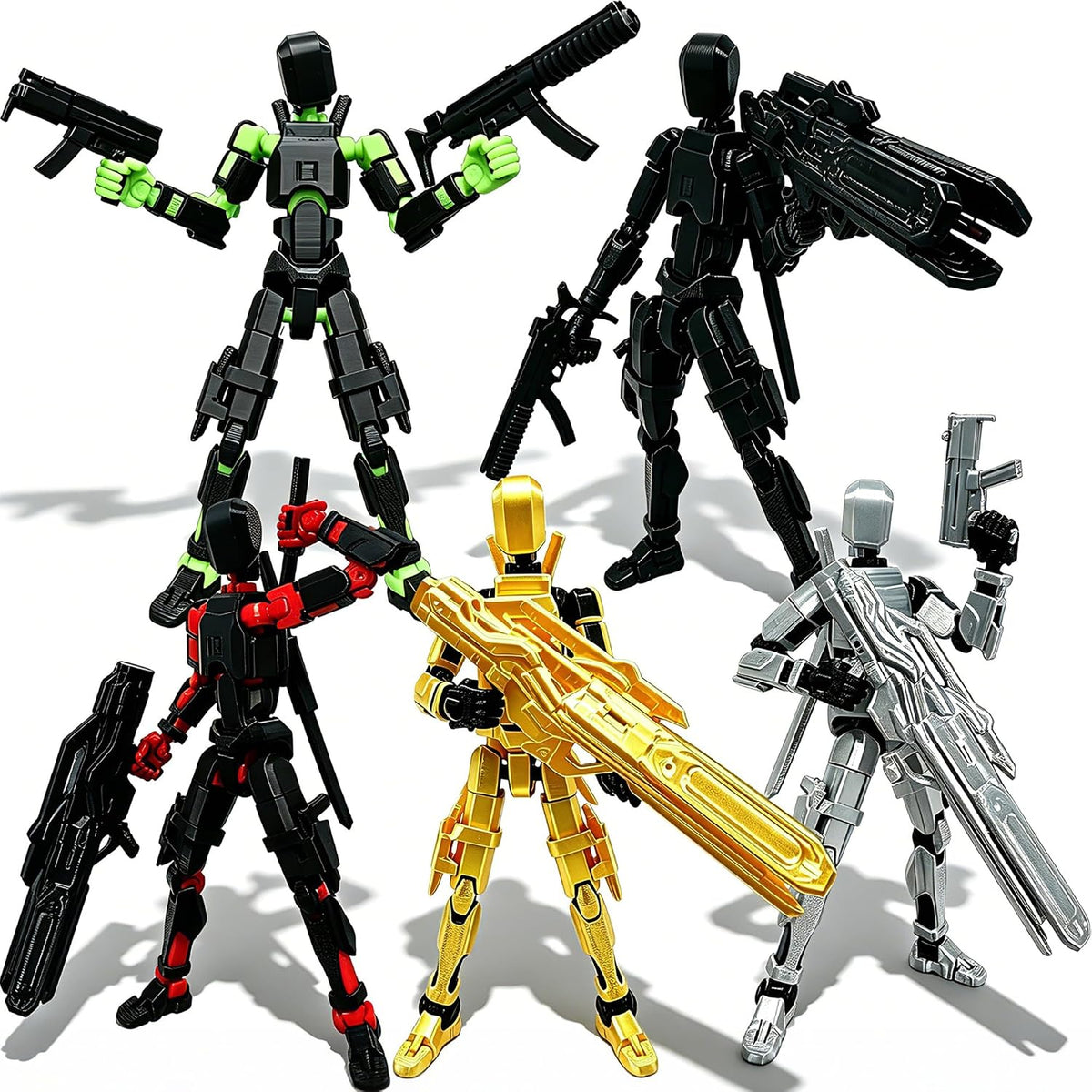 t13 action figure set, 3d printed dummy robot, main product view