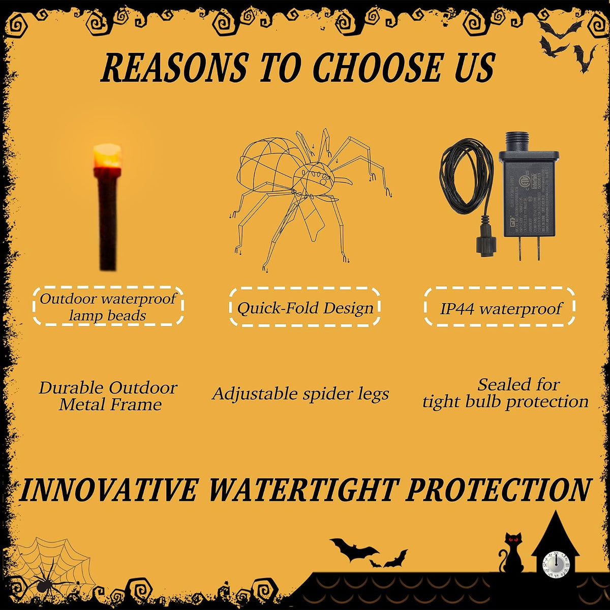 4.2Ft Giant Spider Halloween Decorations Outdoor 52" Light Up Spider wit...