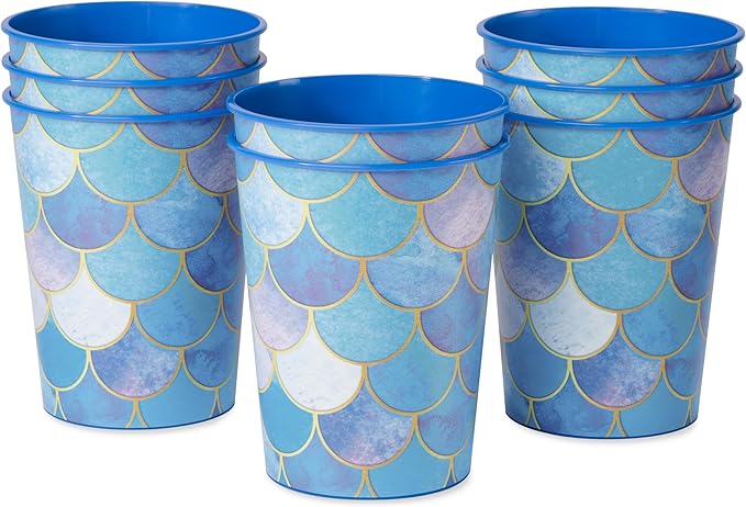 American Greetings Mermaid Party Supplies, Reusable Party Cups (16 oz, 8-Count)