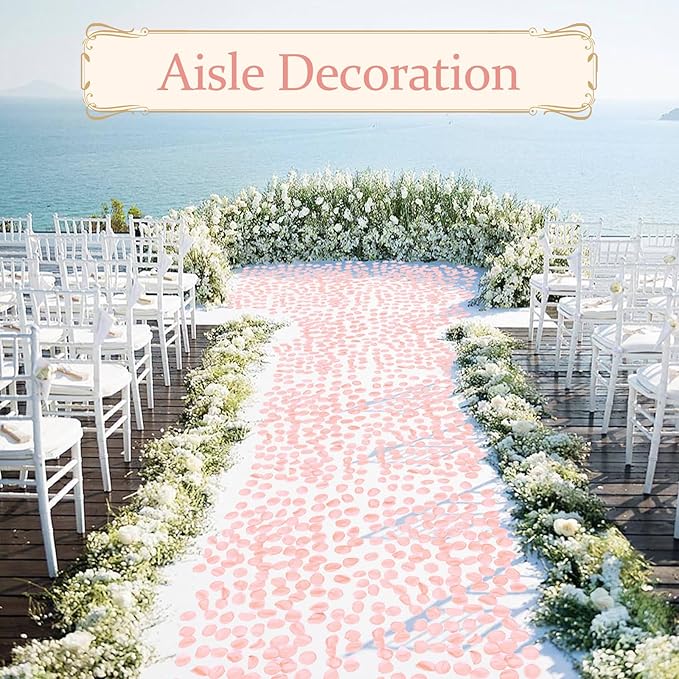 300pcs Blush Faux Silk Rose Petals for Wedding Aisle Scatter, Flower Girl Basket, Table Centerpieces, Bridal Shower, and Romantic Party Decor