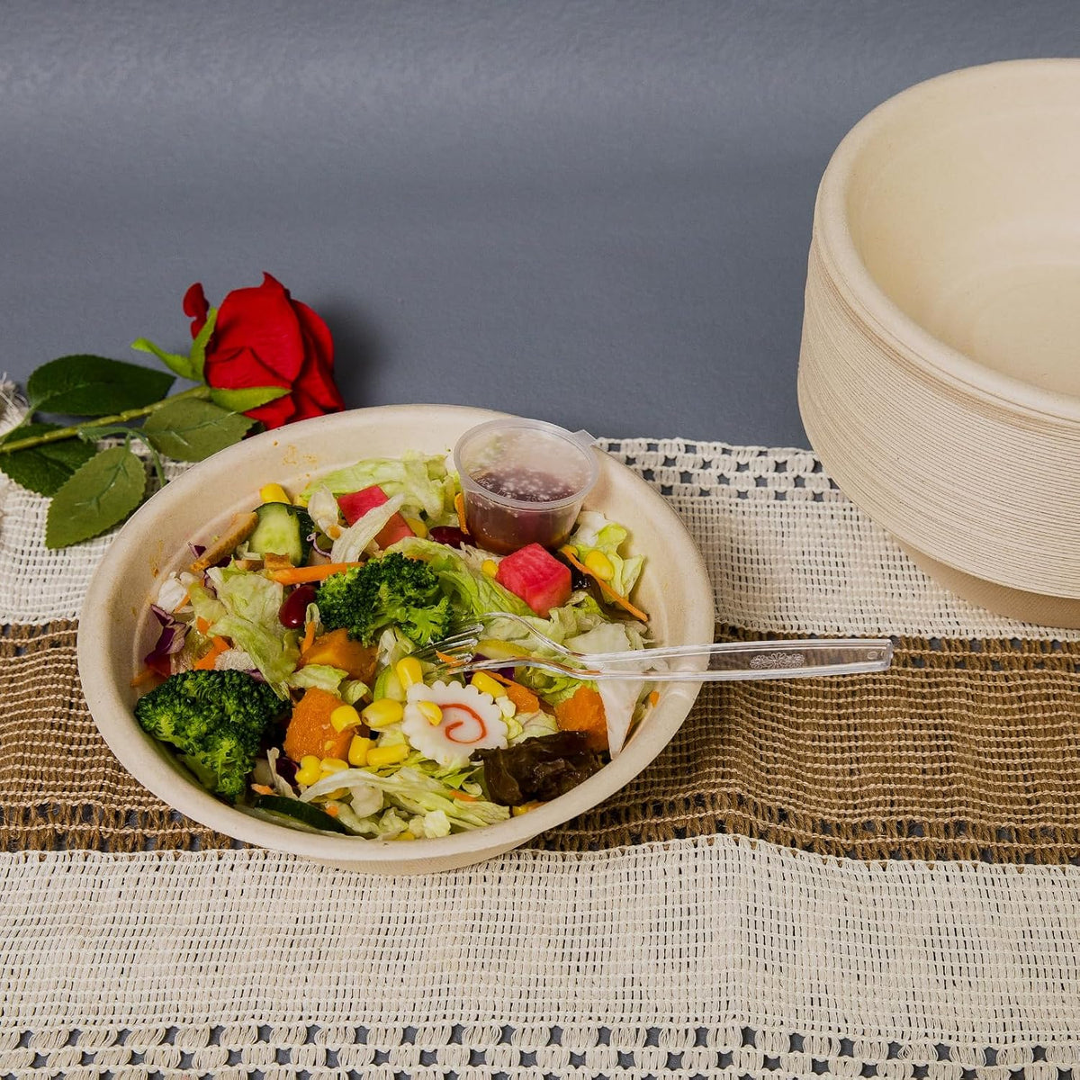 32oz Disposable Salad Bowls 150Pack, Big Paper Bowls, Large, Heavy-Duty, Eco-...