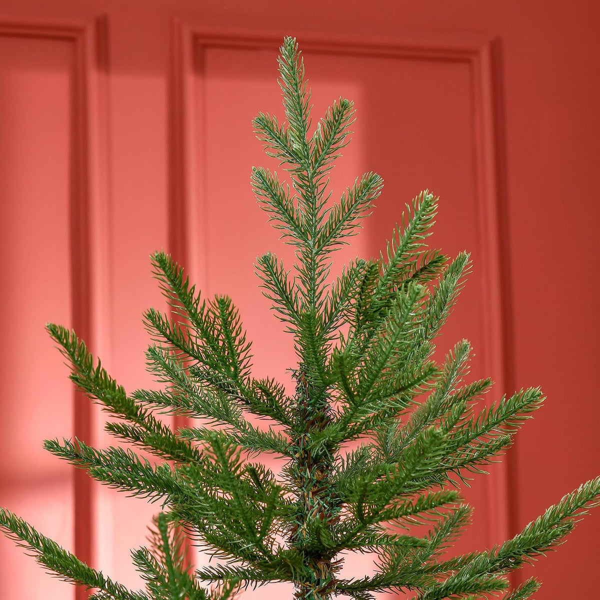 homcom 6 foot artificial christmas tree, nordic pine, front angle view