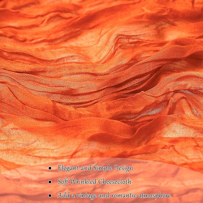 1-Pack Orange Cheesecloth Table Runners – 10FT (35x120 Inch) Boho Rustic Gauze Fabric Cheese Cloth Table Runner for Weddings, Baby Showers, Bridal Shower, Farmhouse & Birthday Party Decor