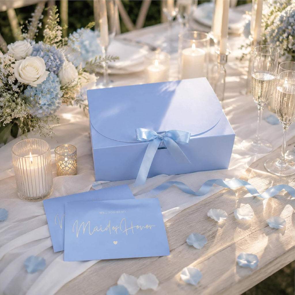 PartyGifts&beyond Gift Boxes with Lids for Presents 10 Pack Bridesmaid Proposal Boxes for Wedding,Engagements,Bridal Shower,Party Gift(Light Blue)