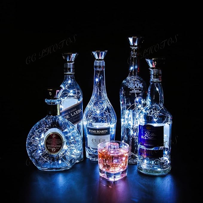 Upgraded 12 Pack Diamond Solar Wine Bottle Lights, 20 LEDs Waterproof Copper Light, Bottle Light Fairy Cork String Lights for Yard Patio Decor, DIY Birthday Gift for Mom Grandma Friend(Cool White)